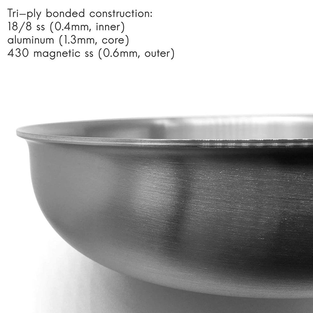 Fortune Candy 8-Inch Fry Pan with Lid, 3-ply, 18/8 Stainless Steel