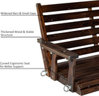 Wooden Porch Swing, Ergonomic Seat, Bench Swing with Hanging Chains and 7mm Springs, Heavy Duty 880 LBS, for Outdoor Patio Garden Yard (Deep Brown, 3-Seater Extra Large)