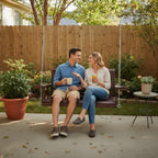 Wooden Porch Swing 2-Seater, High Backrest and Deep Seat, Bench Swing with Cupholders, Hanging Chains and 7mm Springs, Heavy Duty 880 LBS, for Outdoor Patio Garden (Deep Brown, 4 FT Extra Large)