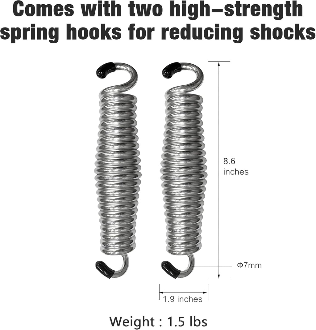 Wooden Porch Swing, Ergonomic Seat, Bench Swing with Hanging Chains and 7mm Springs, Heavy Duty 800 LBS, for Outdoor Patio Garden Yard (Black, 2-Seater Extra Large)