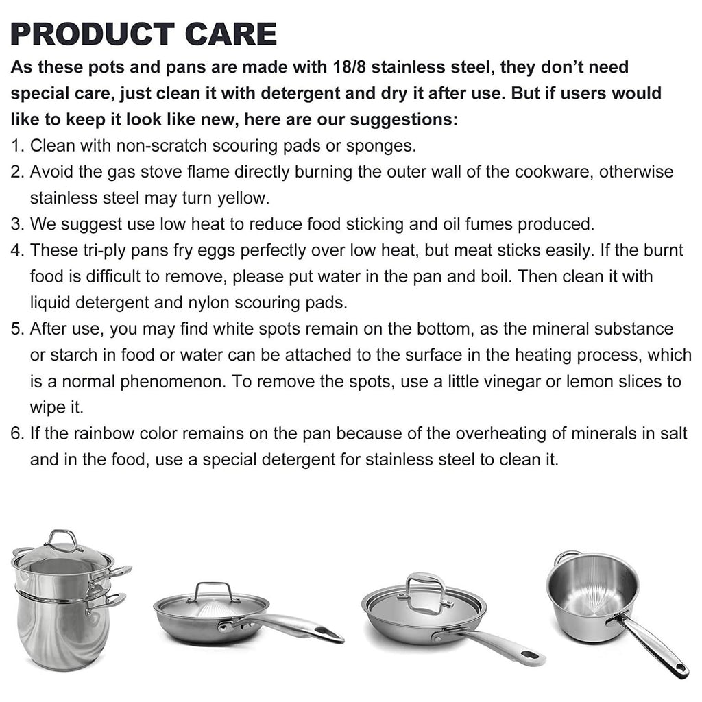 Fortune Candy 8-Inch Fry Pan with Lid, 3-ply, 18/8 Stainless Steel