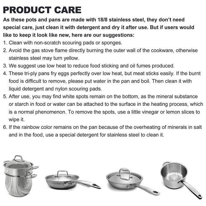 Fortune Candy 8-Inch Fry Pan with Lid, 3-ply, 18/8 Stainless Steel