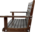 Wooden Porch Swing, Ergonomic Seat, Bench Swing with Hanging Chains and 7mm Springs, Heavy Duty 800 LBS, for Outdoor Patio Garden Yard (Deep Brown, 2-Seater Extra Large)