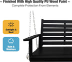 Wooden Porch Swing, Ergonomic Seat, Bench Swing with Hanging Chains and 7mm Springs, Heavy Duty 800 LBS, for Outdoor Patio Garden Yard (Black, 2-Seater Extra Large)