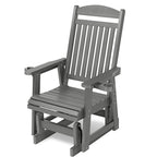 Poly Lumber Patio Glider for One Person, with Cup Holders, High Backrest and Deep Contoured Seat, HIPS Material, All-Weather Resistant, Heavy Duty 700 LBS  (Gray)