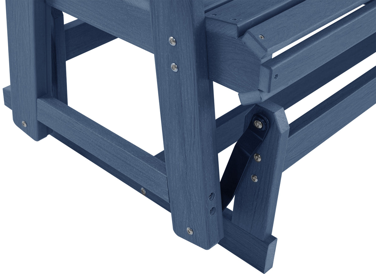 HDPE Patio Glider, Poly Lumber Weather-Resistant Outdoor Glider Bench, for Patio, Porch, Yard,  (Navy Blue, 2-Seater)