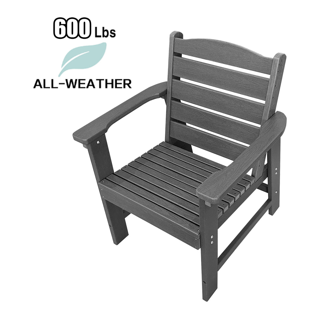 Modern HDPE Patio Dining Chair, Weather Resistant, for Outdoor, Garden, Yard, Lawn (Grey, 1 Piece - Chair)