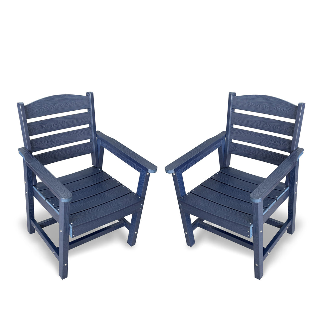 Poly Lumber Patio Dining Chair Set of Two, HIPS Outdoor Ladder Back Chair, Weather Resistant (Navy Blue, 2 Piece)