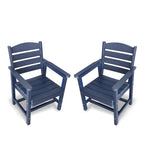 Poly Lumber Patio Dining Chair Set of Two, HIPS Outdoor Ladder Back Chair, Weather Resistant (Navy Blue, 2 Piece)