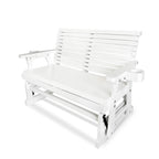 Fortune Candy Patio Glider with Cup Holders, High Roll Back and Deep Contoured Seat,Heavy Duty 800 Lb (White, 2-Seater)