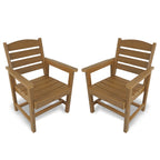 Poly Lumber Patio Dining Chair Set of Two, HIPS Outdoor Ladder Back Chair, Weather Resistant (Teak Tone, 2 Piece)