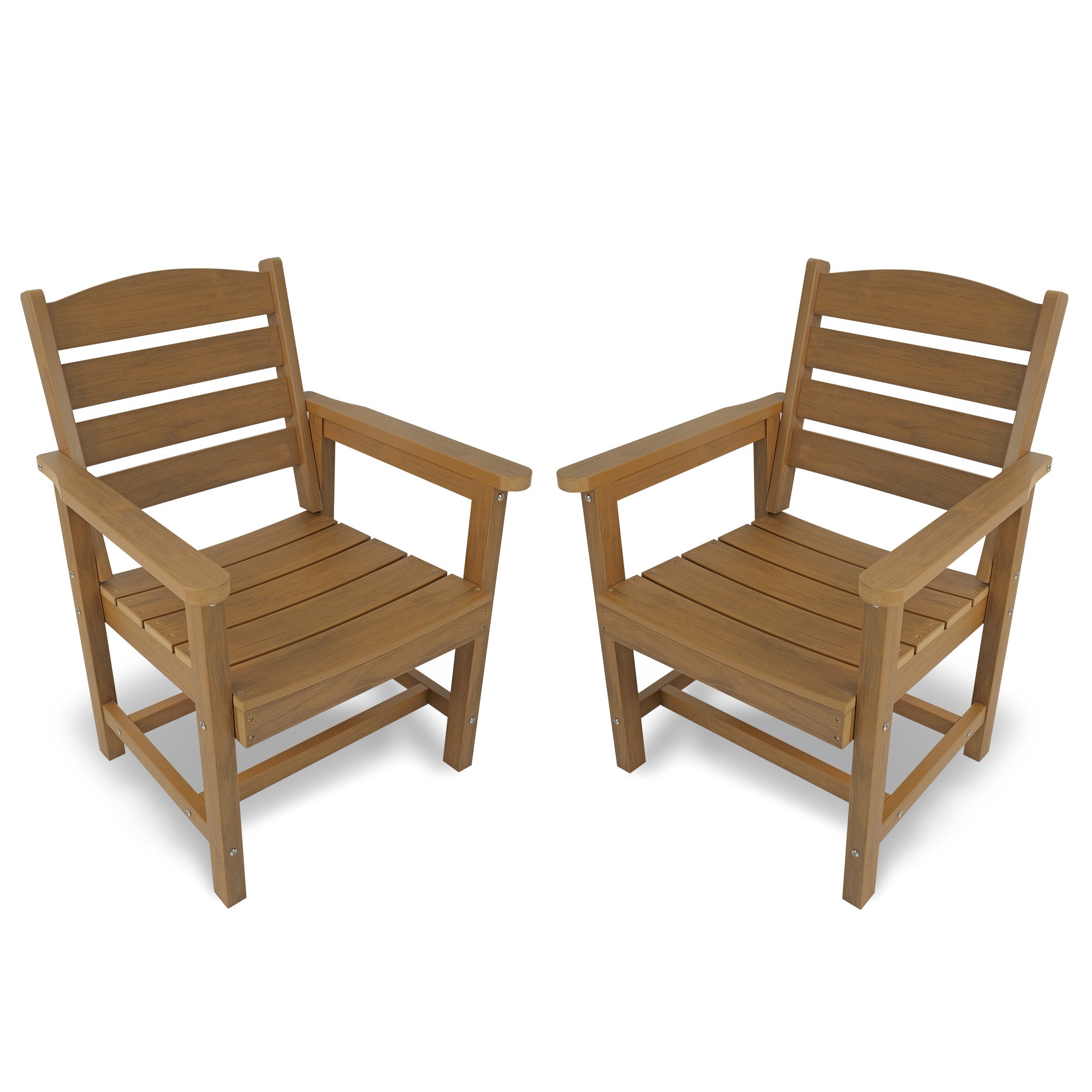 Poly Lumber Patio Dining Chair Set of Two, HIPS Outdoor Ladder Back Chair, Weather Resistant (Teak Tone, 2 Piece)