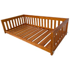 6 FT Wooden Porch Swing Bed with Thick Cushion – Outdoor Hanging Daybed for Patio or Porch, Solid Fir Wood Frame, Heavy Duty 1000 LBS