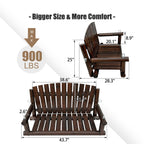 Rustic Log Wooden Porch Swing, Heavy-Duty 900 LBS, Outdoor Hanging Bench for Patio, Garden, Yard – Solid Fir Wood, Handcrafted, Weather-Resistant Finish