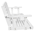 Fortune Candy Extended 3-Seater Wooden Porch Swing with Seat Cushion, Cup Holders, Hanging Chains and 7mm Springs, Heavy Duty 880 LBS (White, 5.5 FT)
