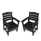 Poly Lumber Patio Dining Chair Set of Two, HIPS Outdoor Ladder Back Chair, Weather Resistant (Black, 2 Piece)