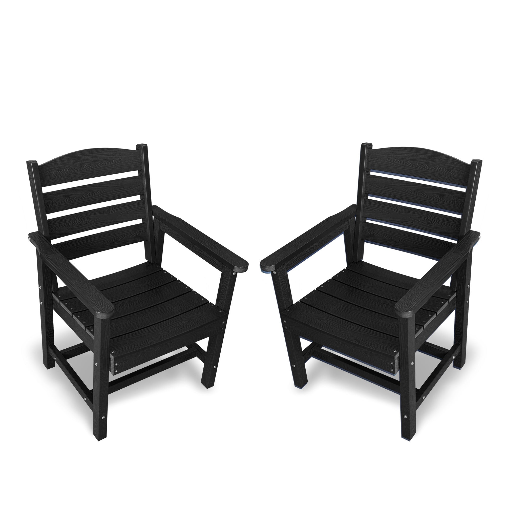 Poly Lumber Patio Dining Chair Set of Two, HIPS Outdoor Ladder Back Chair, Weather Resistant (Black, 2 Piece)