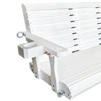 Wooden Porch Swing 3-Seater, High Backrest and Deep Seat, Bench Swing with Cupholders, Hanging Chains and 7mm Springs, Heavy Duty 880 LBS, for Outdoor Patio Garden (Pure White, 5 FT Extra Large)