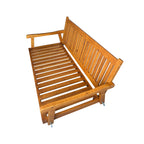 6 FT Wooden Porch Swing Bed with Thick Cushion – Outdoor Hanging Daybed for Patio or Porch, Solid Fir Wood Frame, Weather-Resistant, Heavy Duty 1000 LBS