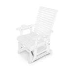 Wooden Patio Glider for One Person, with High Backrest and Deep Contoured Seat, Solid Fir Wood, Heavy Duty 600 LBS (White, 1-Seater)