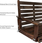 Wooden Porch Swing, Ergonomic Seat, Bench Swing with Hanging Chains and 7mm Springs, Heavy Duty 800 LBS, for Outdoor Patio Garden Yard (Deep Brown, 2-Seater Extra Large)