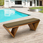 Outdoor Wooden Bench with Weatherproof Cushion, Solid Fir Wood, Coating with Wood Varnish, 2-Seater, for Patio, Porch, Yard, Garden, 62.8 inches (Brown)