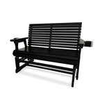 Fortune Candy Patio Glider with Cup Holders, High Roll Back and Deep Contoured Seat,Heavy Duty 800 Lb (Black, 4-feet)