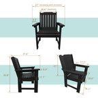 HDPE Patio Dinning Chair, Outdoor Chair with 18/8 Stainless Steel Hardware, Heavy Duty 600 LBS, for Outdoor Patio Garden Yard (Carbon Black)