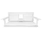 Poly Lumber 3-Seat Porch Swing, HIPS 5-Feet Bench Swing with Foldable Cup Holders,18/8 Stainless Steel Hardware, High Backrest and Deep Contoured Seat, Snow White