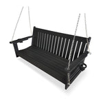 HDPE 3-Seater Porch Swing, 5-Feet Bench Swing with Foldable Cup Holders,18/8 Stainless Steel Hardware, High Backrest and Deep Contoured Seat (Black, 5-feet)