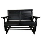 HDPE Patio Glider, Poly Lumber Weather-Resistant Outdoor Glider Bench, for Patio, Porch, Yard, Black