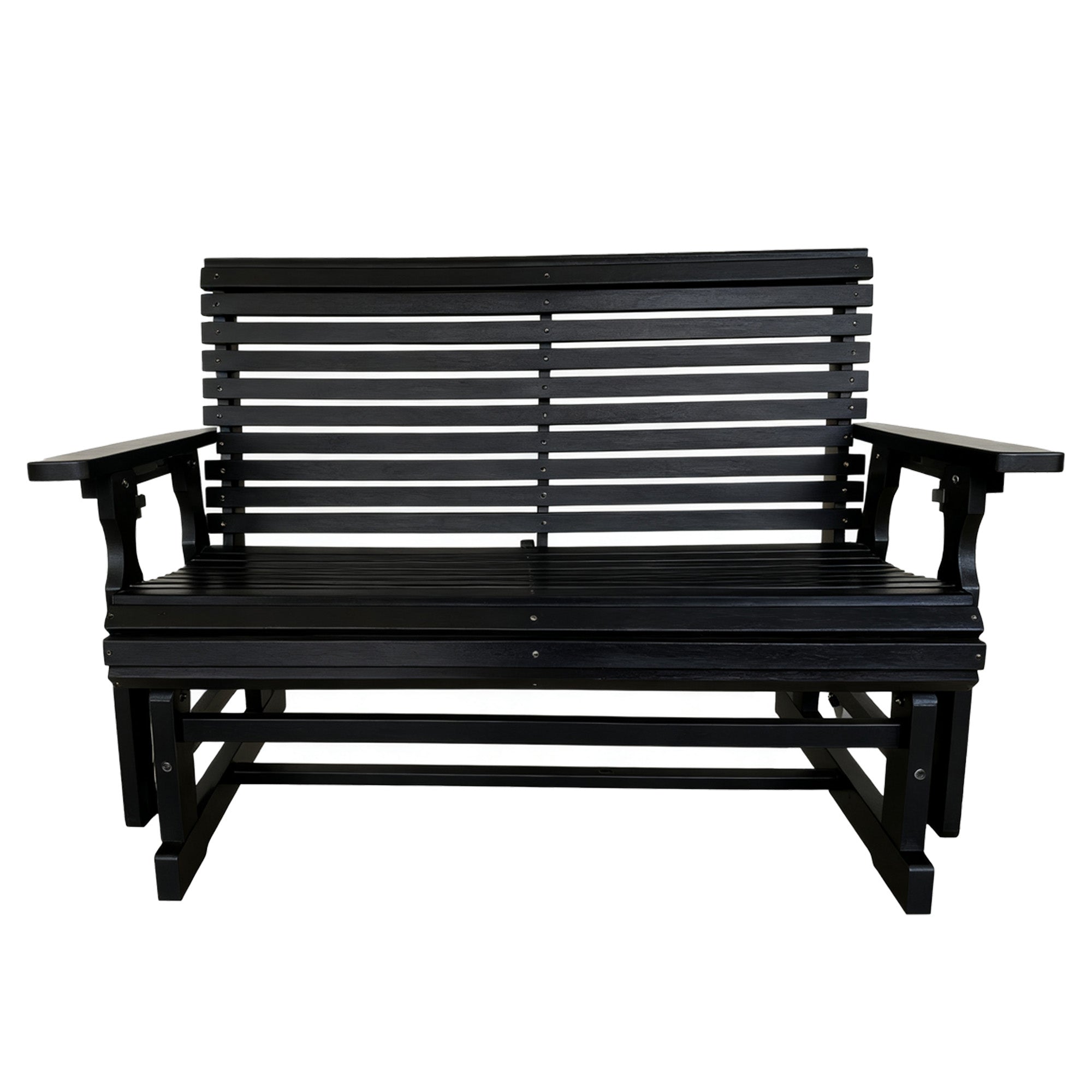 HDPE Patio Glider, Poly Lumber Weather-Resistant Outdoor Glider Bench, for Patio, Porch, Yard, Black