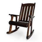 Wooden Rocking Chair with Comfortable Backrest Inclination, High Backrest and Deep Contoured Seat, Solid Fir Wood, Heavy Duty 600 LBS, for Both Outdoor and Indoor, Porch and Patio (Rustic)