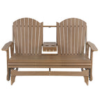 HIPS Patio Glider with Foldable Cup Holders, Durable Poly Lumber Material, All-Weather Resistant, High Backrest and Deep Contoured Seat, Heavy Duty 900 LB, for Outdoor, Porch, Patio (Brown, 3-Seat)