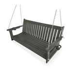 HDPE 3-Seater Porch Swing, 5-Feet Bench Swing with Foldable Cup Holders,18/8 Stainless Steel Hardware, High Backrest and Deep Contoured Seat (Gray, 5-feet)