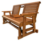 Patio Glider with Foldable Cup Holders, High Roll Back and Deep Contoured Seat, Heavy Duty 880 Lb (Brown, 2-Seater)