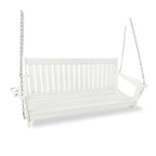 HDPE 3-Seater Porch Swing, 5-Feet Bench Swing with Foldable Cup Holders,18/8 Stainless Steel Hardware, High Backrest and Deep Contoured Seat (White, 5-feet)