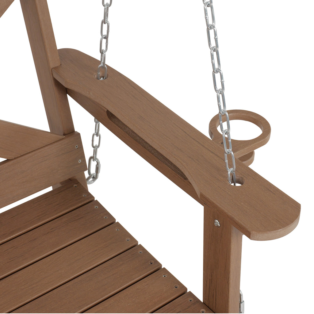 Fortune Candy HDPE Porch Swing with Cross Back, Weather-Resistant, for Outdoor, Patio, Porch, Yard