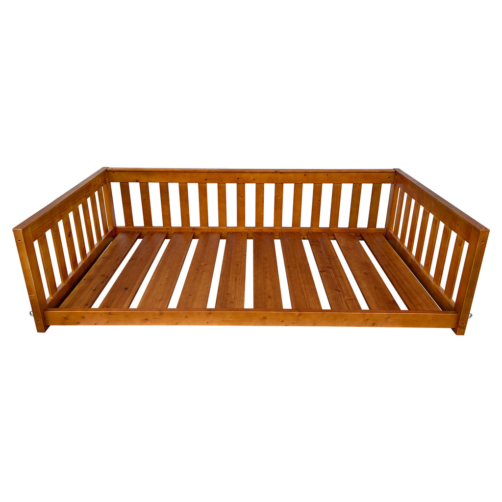 6 FT Wooden Porch Swing Bed with Thick Cushion – Outdoor Hanging Daybed for Patio or Porch, Solid Fir Wood Frame, Heavy Duty 1000 LBS