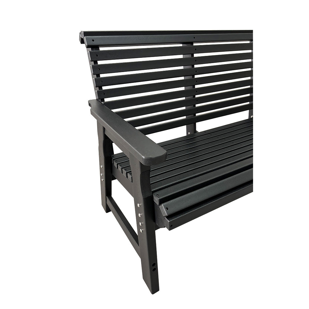 Poly Lumber Outdoor Bench, HDPE All-Weather Bench, Never Rots or Fades, for Patio, Porch, Garden and Park, 700 lbs Weight Capacity (2-Seater, Black)