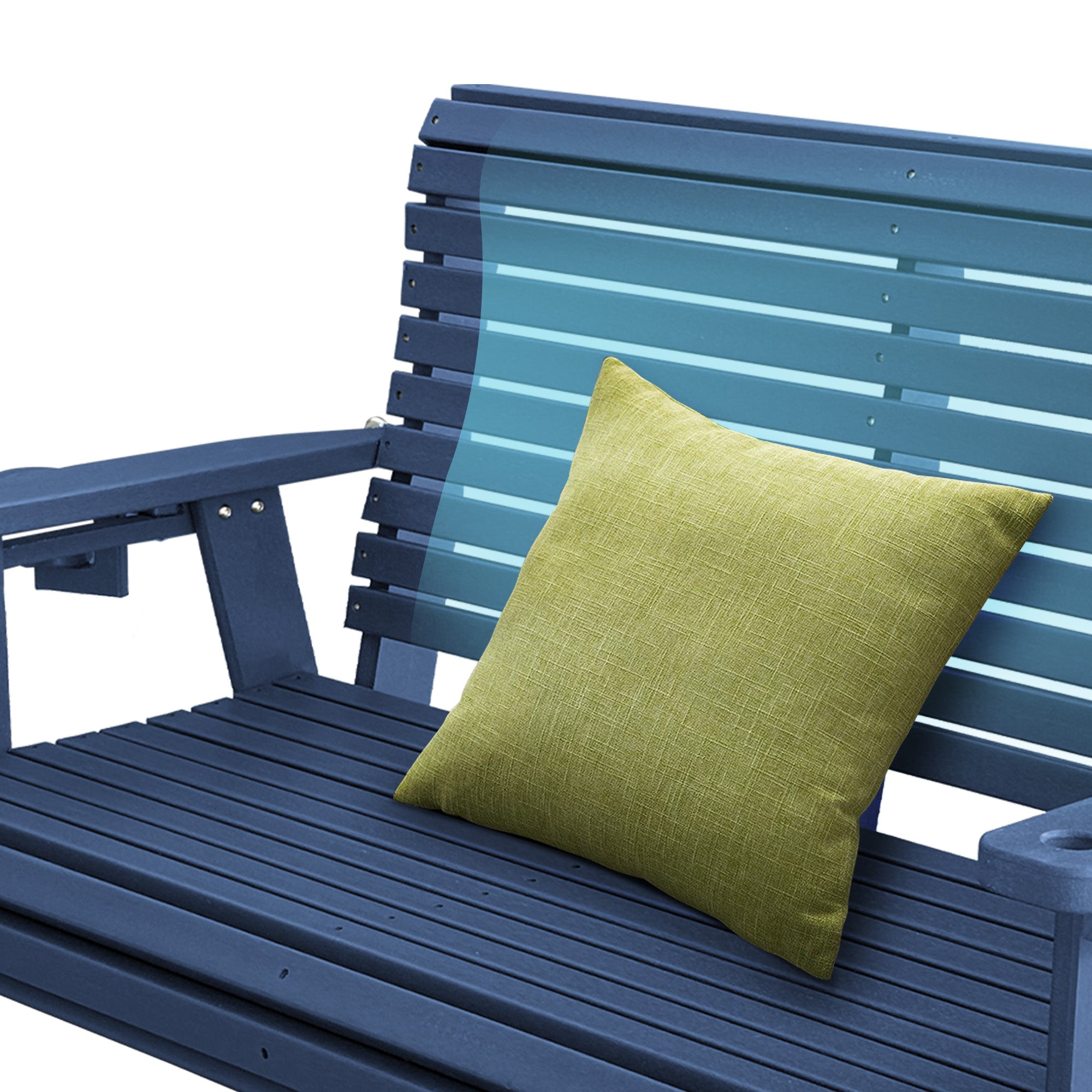 HDPE Porch Swing with 18/8 Stainless Steel Bolts, Ergonomic Design, Ultra Weather-Resistant, Heavy Duty 1200 LBS, for Outdoor Patio Garden Yard（Navy Blue）