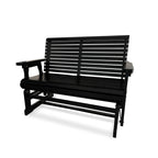 Wooden Patio Glider with High Roll Back and Deep Contoured Seat, Solid Fir Wood, 2-Seater, Heavy Duty 800 LBS, 4 Ft. (Carbon Black)
