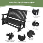HIPS Patio Glider with Cup Holders, All-Weather Resistant, High Backrest and Deep Contoured Seat, Heavy Duty 900 LB (3 Seat - Carbon Black)