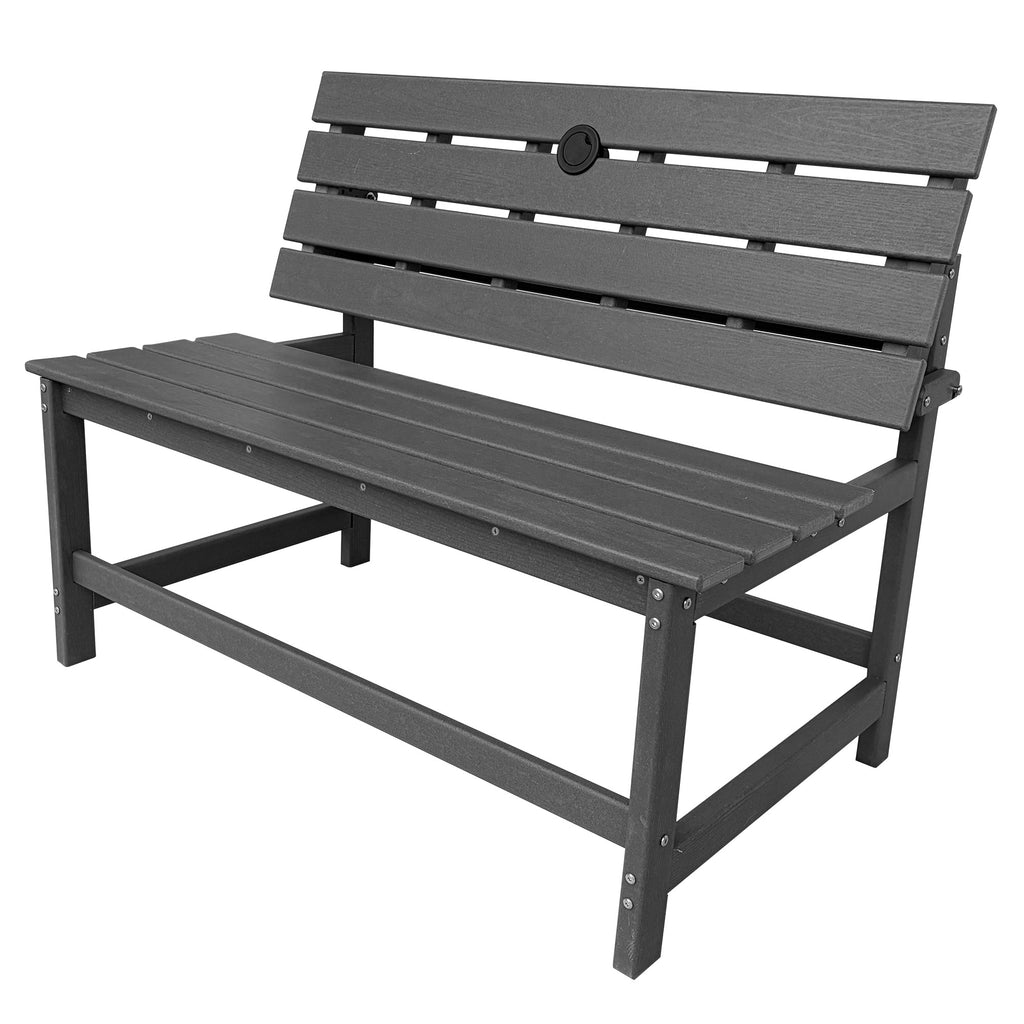 HDPE Convertible Bench Dinning Table with Umbrella Hole for Garden,Patio,Backyard