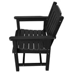 Poly Lumber Patio Dining Chair Set of Two, HIPS Outdoor Dining Chairs, Weather Resistant, Slat Back (2 Piece, Black)