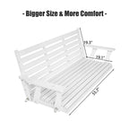 Wooden Porch Swing, Ergonomic Seat, Bench Swing with Hanging Chains and 7mm Springs, Heavy Duty 800 LBS, for Outdoor Patio Garden Yard (White, 3-Seater Extra Large)