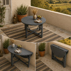 HDPE Patio Round Table 43 " All-Weather Outdoor Dining Table for Garden,Patio,Backyard