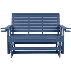 HDPE Patio Glider, Poly Lumber Weather-Resistant Outdoor Glider Bench, for Patio, Porch, Yard,  (Navy Blue, 2-Seater)