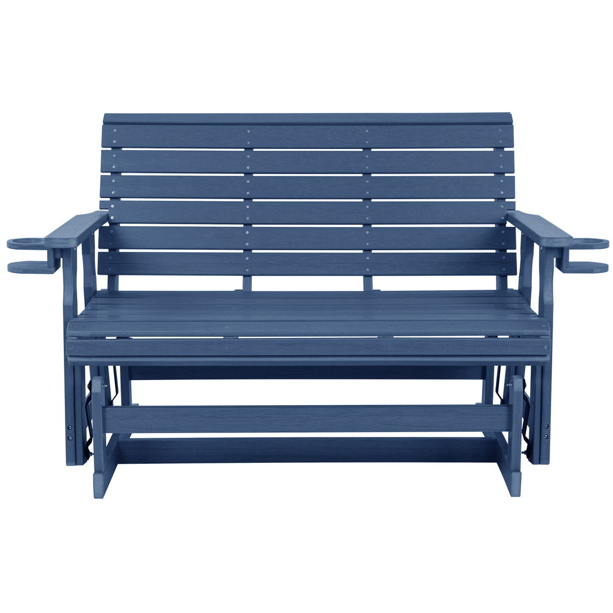 HDPE Patio Glider, Poly Lumber Weather-Resistant Outdoor Glider Bench, for Patio, Porch, Yard,  (Navy Blue, 2-Seater)