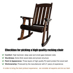 Wooden Rocking Chair with Comfortable Backrest Inclination, High Backrest and Deep Contoured Seat, Solid Fir Wood, Heavy Duty 600 LBS, for Both Outdoor and Indoor, Porch and Patio (Rustic)
